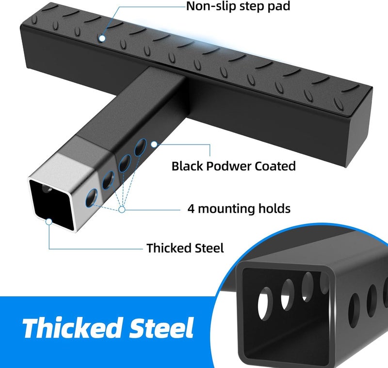 Qualward Hitch Step for 2 Inch Receiver, Steel Trailer Step with Non-Slip and Rust Towing Bumper Guard for Most Car SUV Truck Pickup, 500LBS Max Load - Image 4